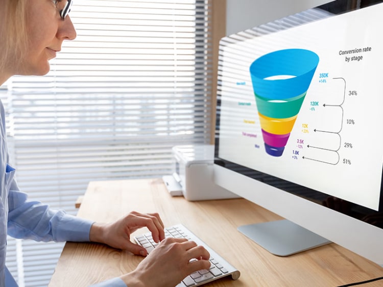 sales director reviewing top of funnel leads