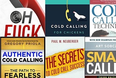 photo of six covers of cold calling books