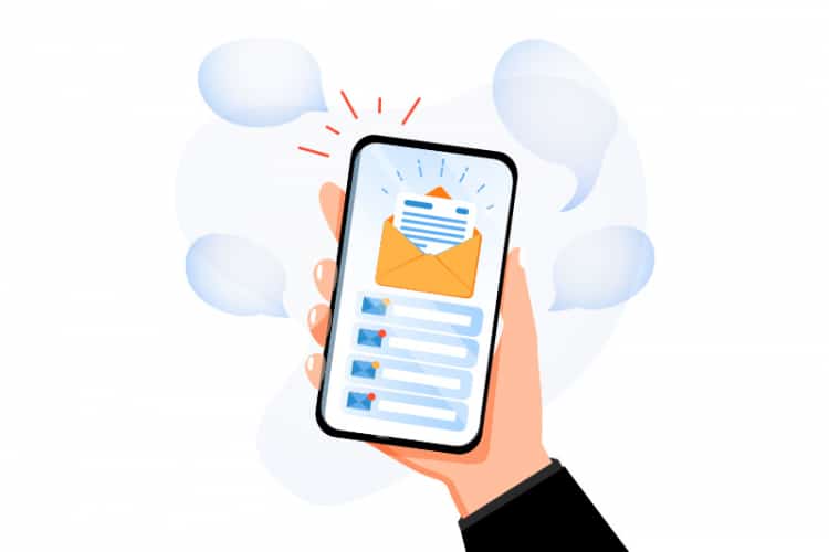 illustration of a mobile email inbox