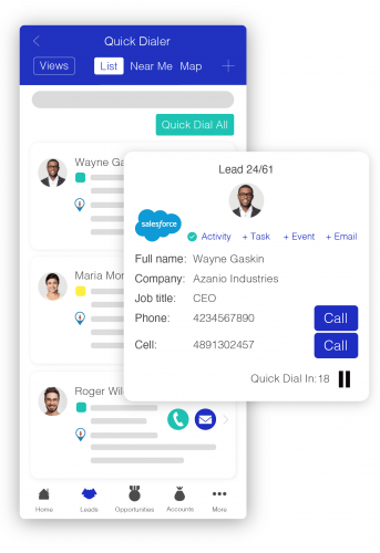 image of Veloxy's quick dialer for Salesforce