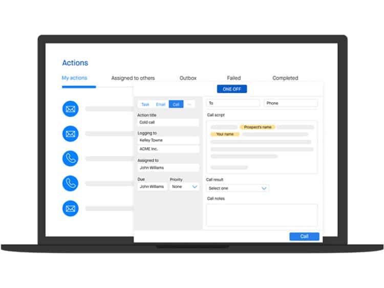 Groove sales actions engagement screen