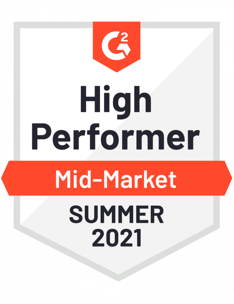 G2 high performer mid-market summer 2021 badge