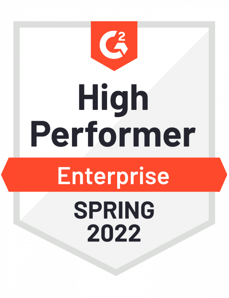 G2 high performer enterprise spring 2022 badge