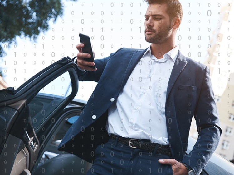 rep using a mobile field sales app