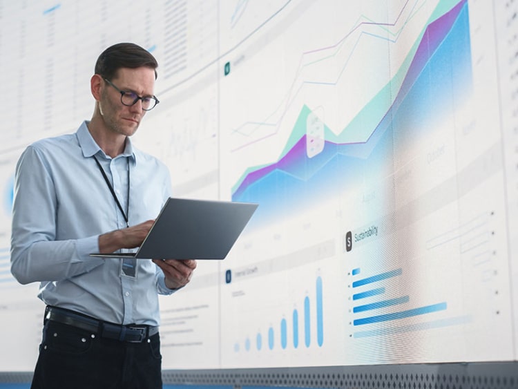 sales manager reviewing data insights