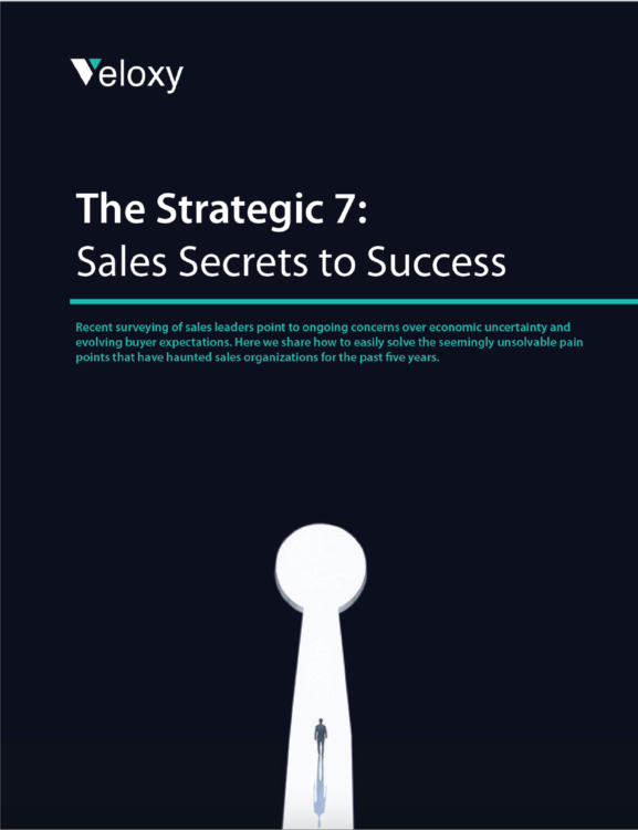 the front cover of Veloxy's Strategic 7 Sales Secrets book