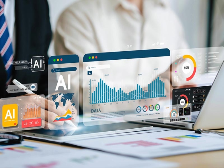 Business people analyze data and big data