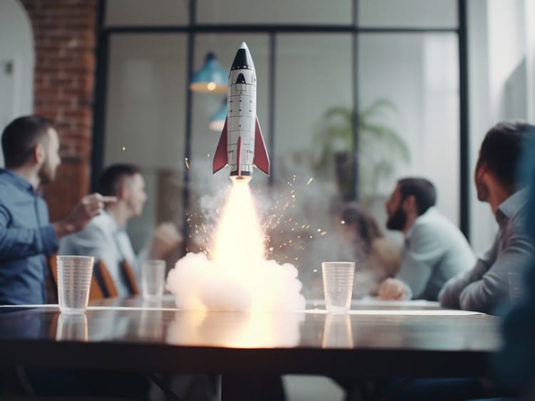 a rocket being used as an analogy to sales velocity