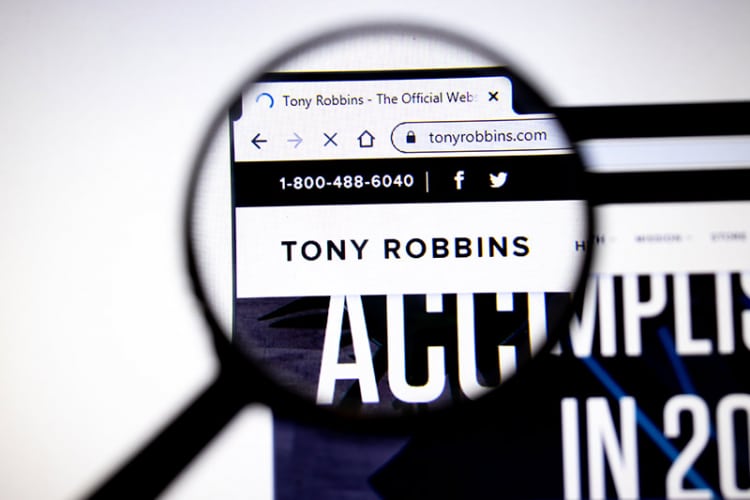 photo of tony robbins' website