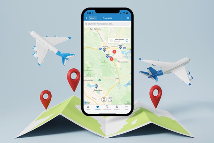 photo of Veloxy Salesforce app above a map